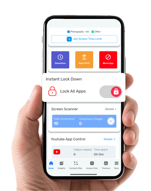 Just one click and Instant block all apps