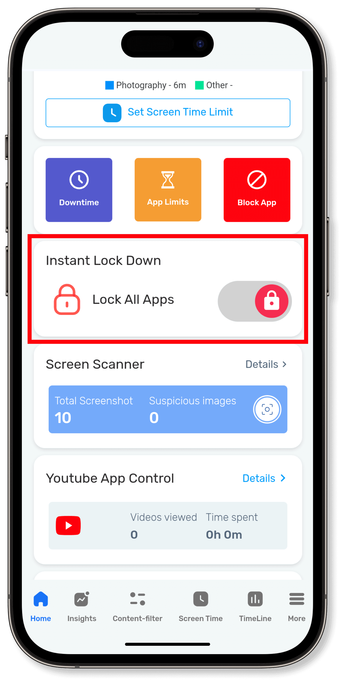 Just one click and block all apps