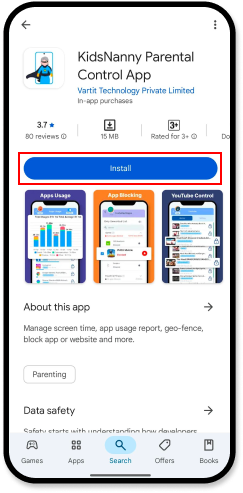 Download KidsNanny on Parent and child device