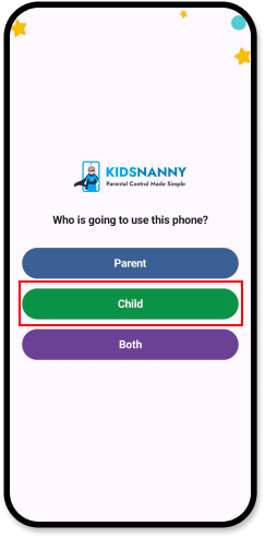 Select Child profile and login with parent email