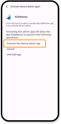 Active the device admin app