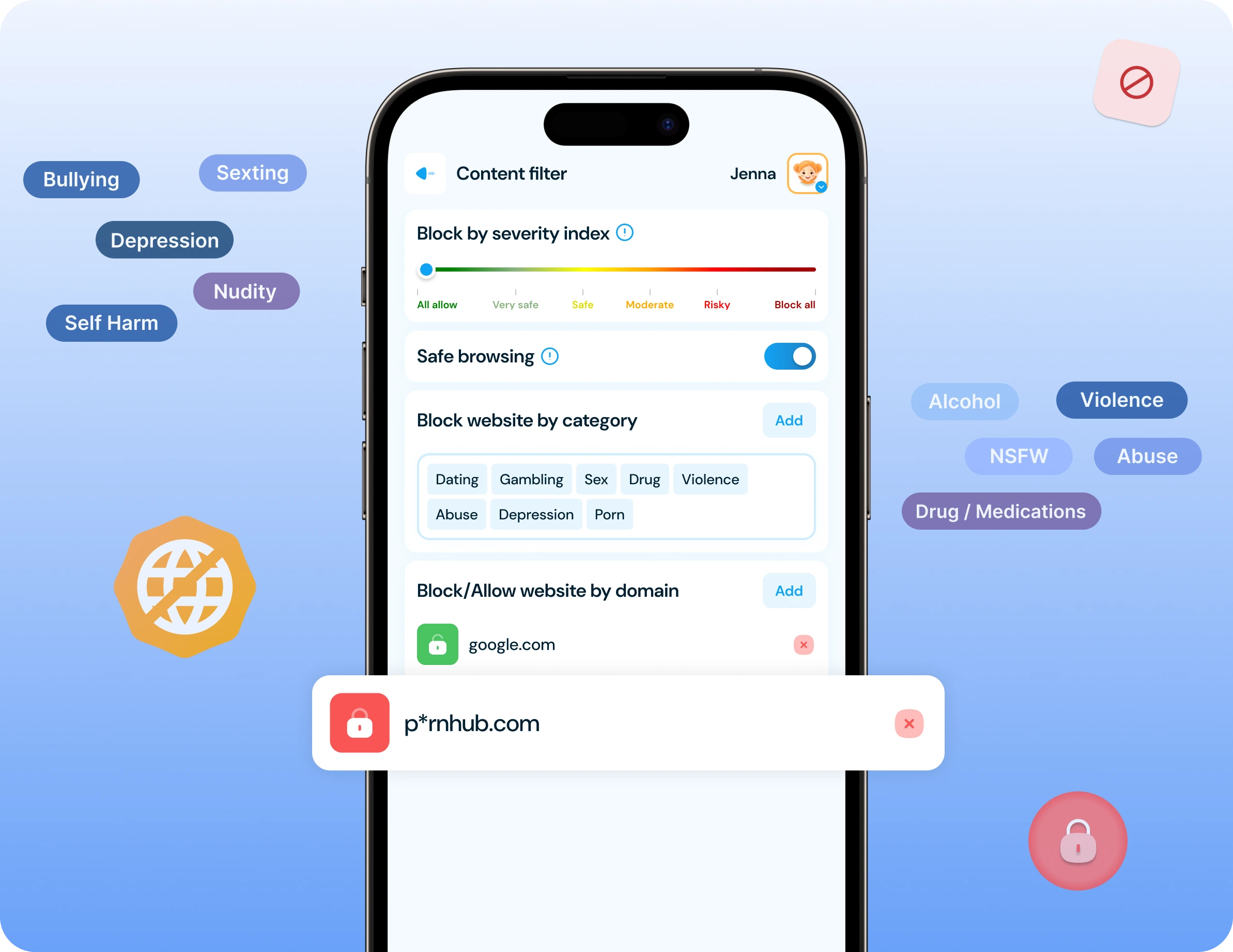 Block website by category, domain and filter