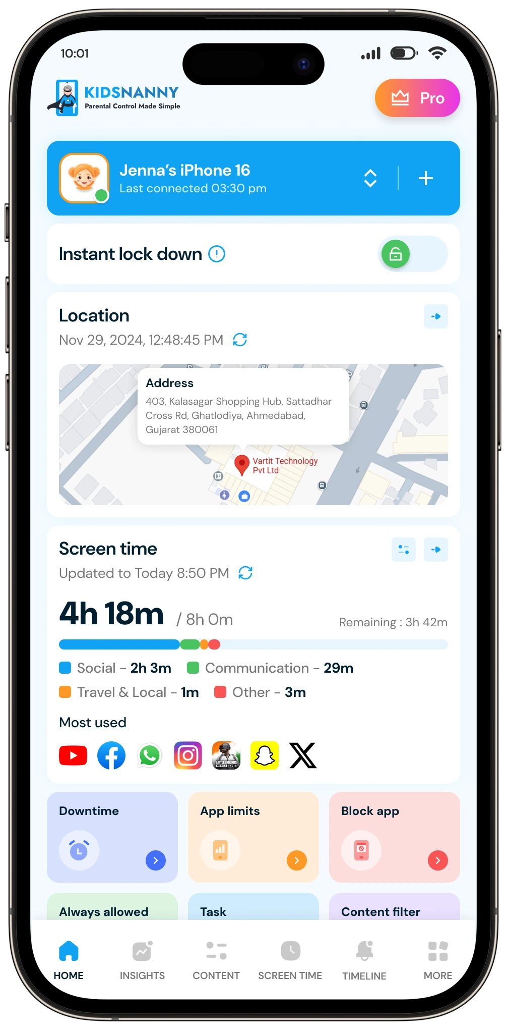 New KidsNanny parent dashboard