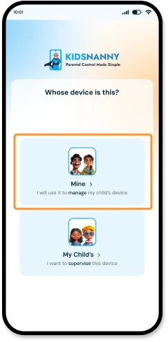 Select Kidsnanny parent profile and login
