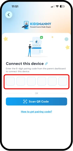 Enter the paring code for easy to setup