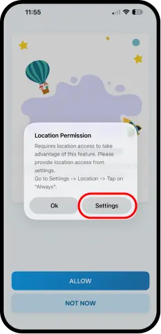 Open Setting for location permission