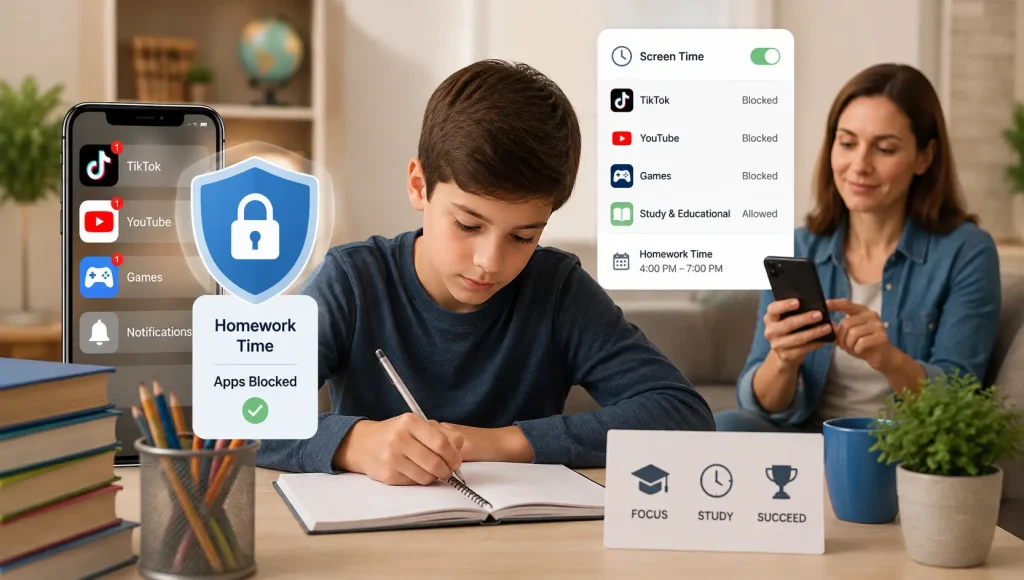 Limit TikTok, YouTube, and Games During Homework