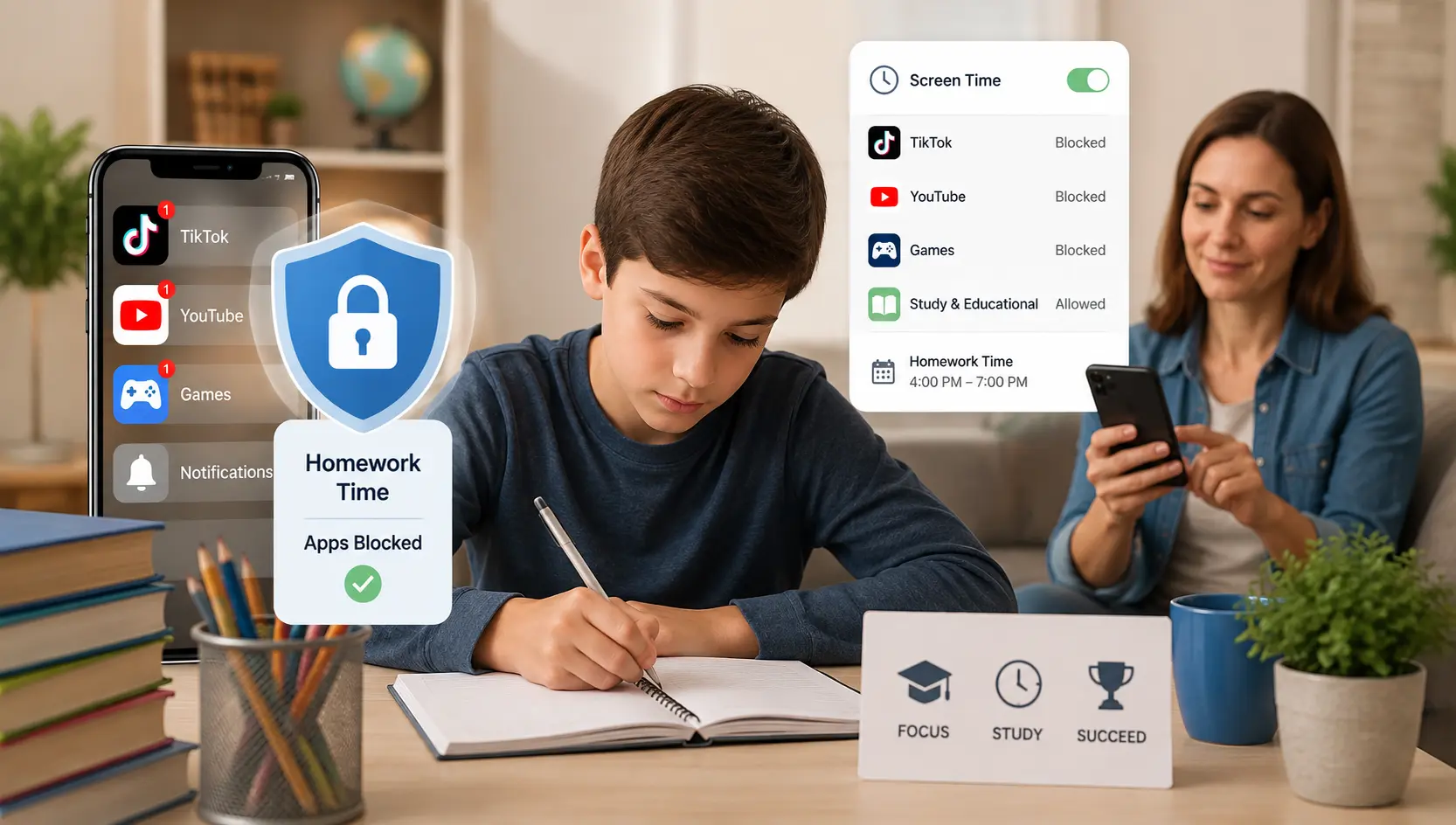 Limit TikTok, YouTube, and Games During Homework