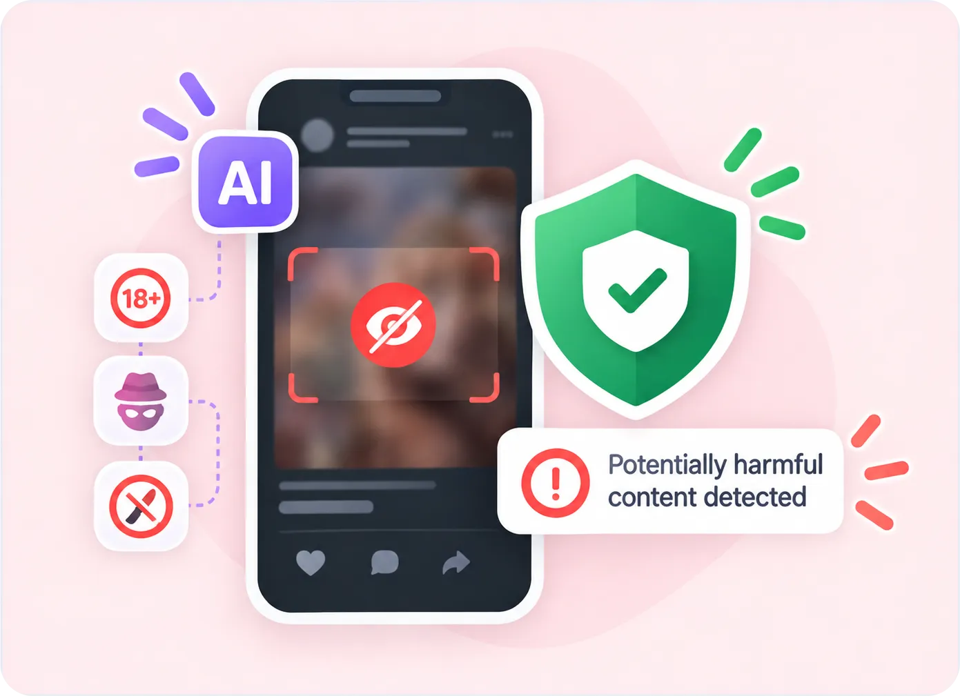 KidsNanny AI Screen Scanner alert showing harmful content detected on a child's phone